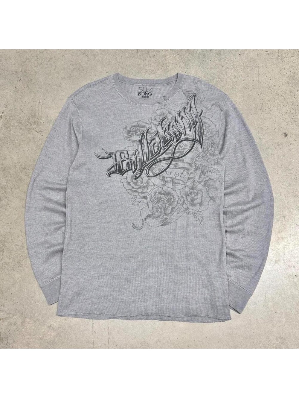 Vintage Billabong Thermal Shirt Mens Large Gray Tattoo Surf Skate Grunge Y2K